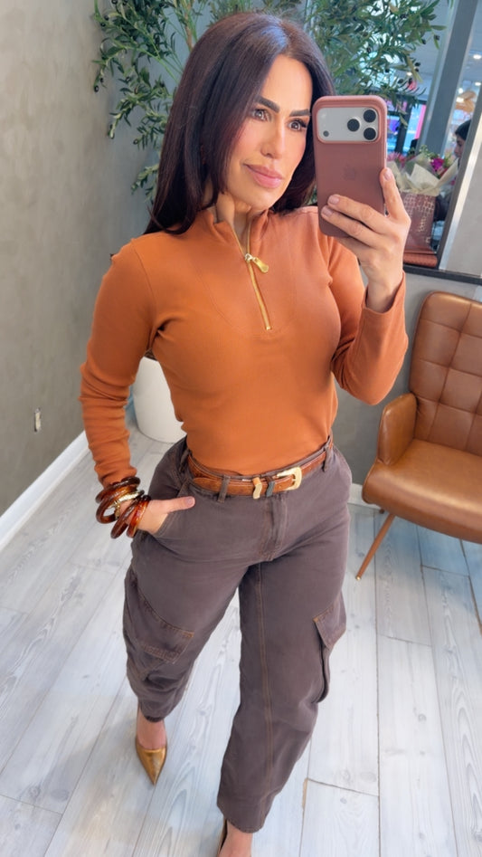 Ribbed High-Neck Top