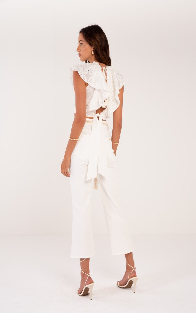 Flare pants with belt
