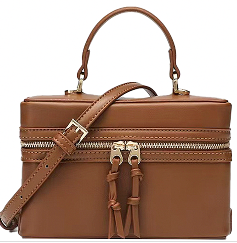 Modern Zipper Handle Satchel Bag