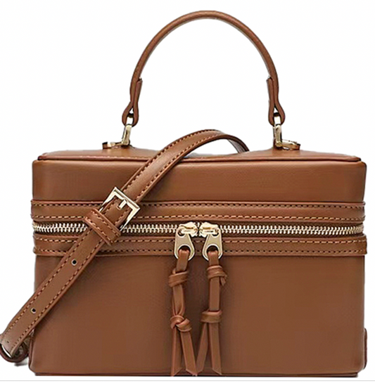 Modern Zipper Handle Satchel Bag
