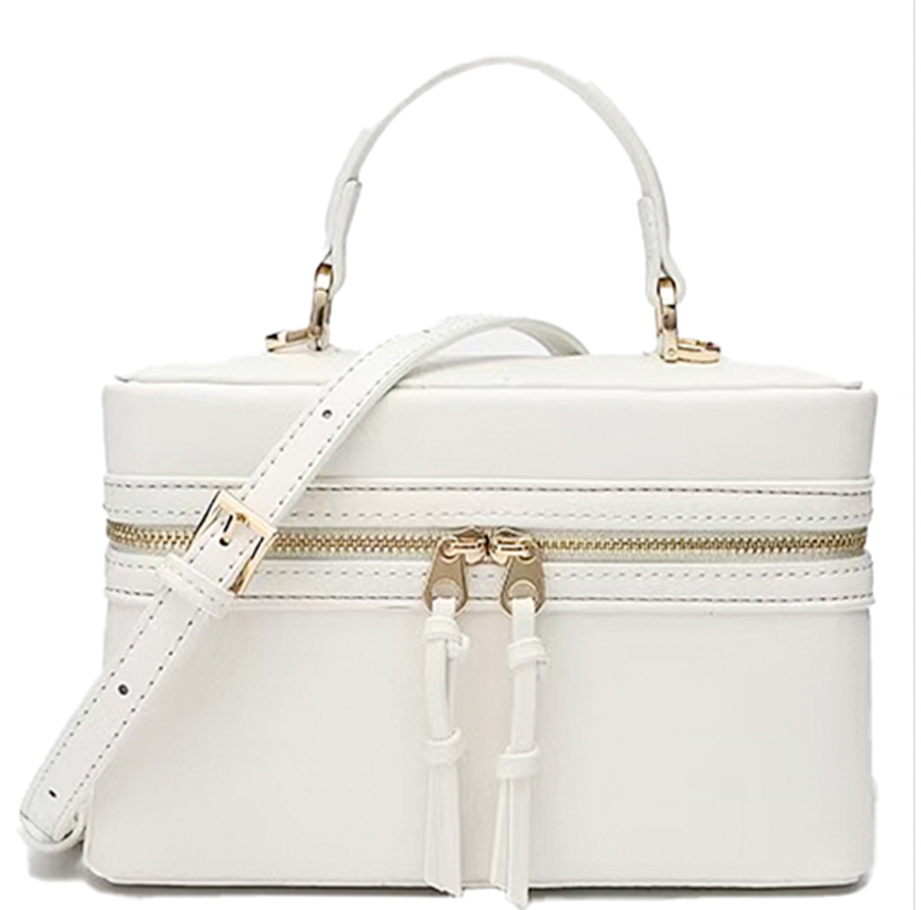 Modern Zipper Handle Satchel Bag