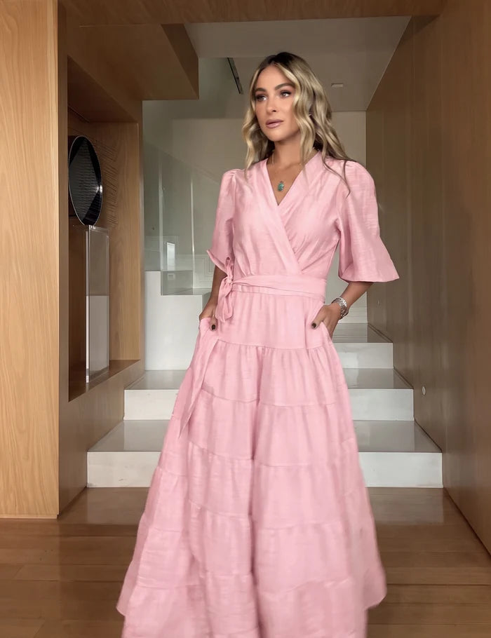 Carol Pink Rayon Shirt Dress