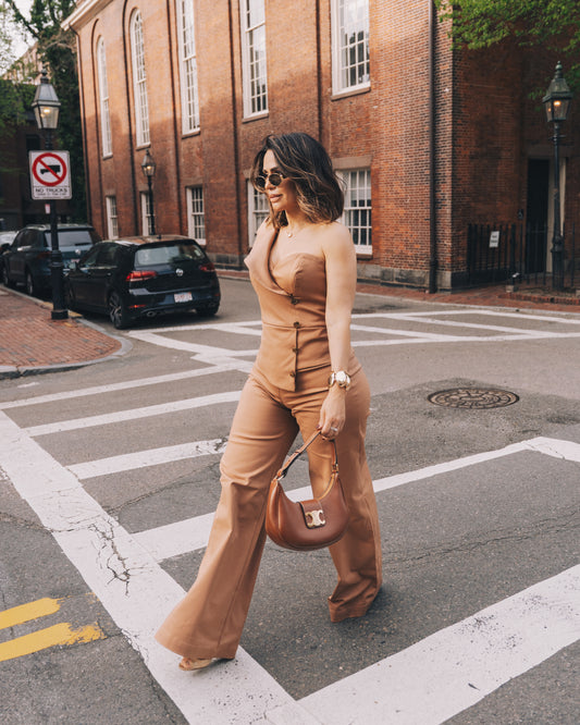 Pearl Button One-Shoulder Jumpsuit