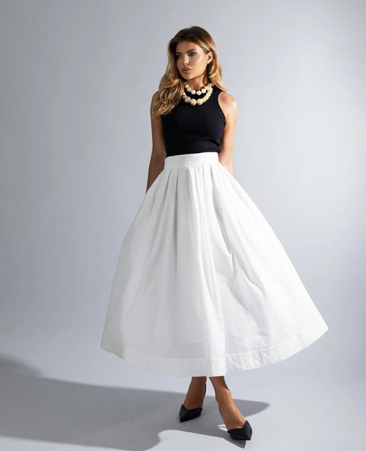 Tricoline Midi Skirt