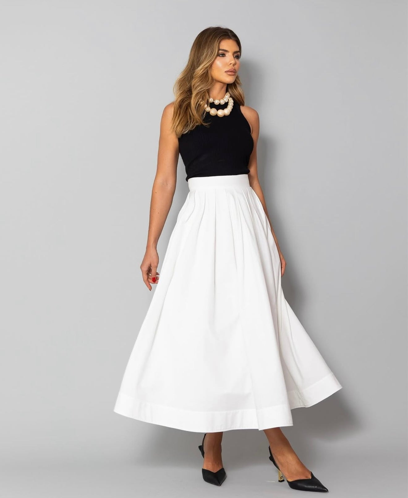 Tricoline Midi Skirt