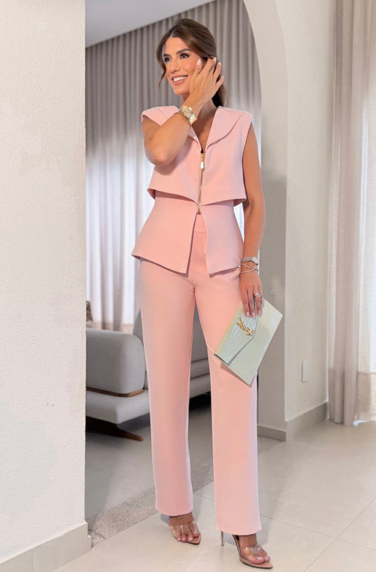 Drape Vest Suit Set