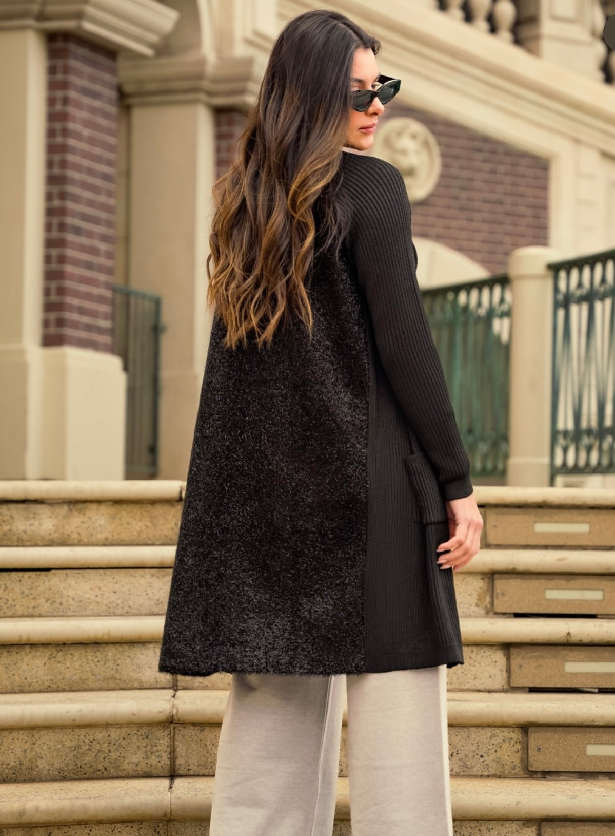 Ribbed Knit Maxi  Jacket