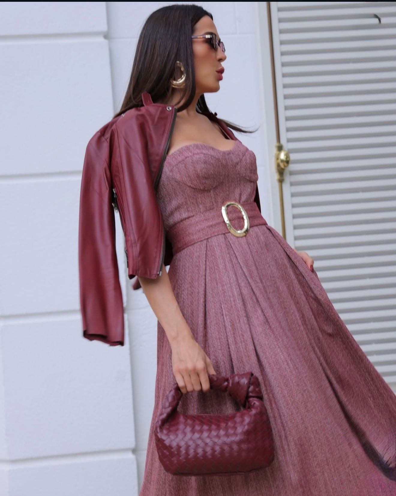 Tweed Midi Dress w/ Belt