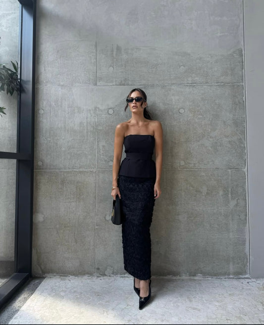 Textured Skirt Midi Set