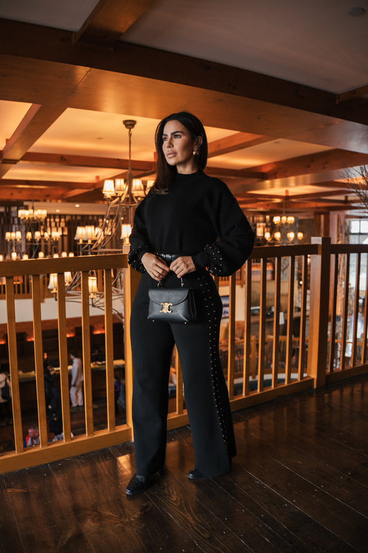 Studded Knit Pant Set