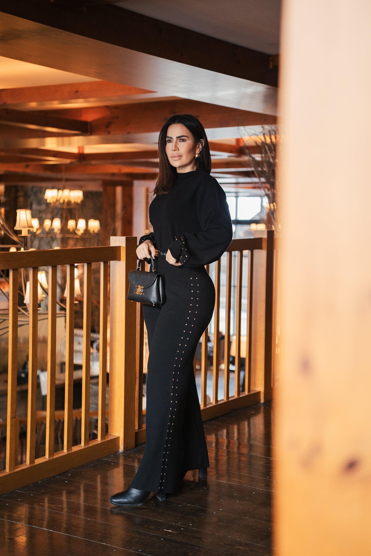 Studded Knit Pant Set