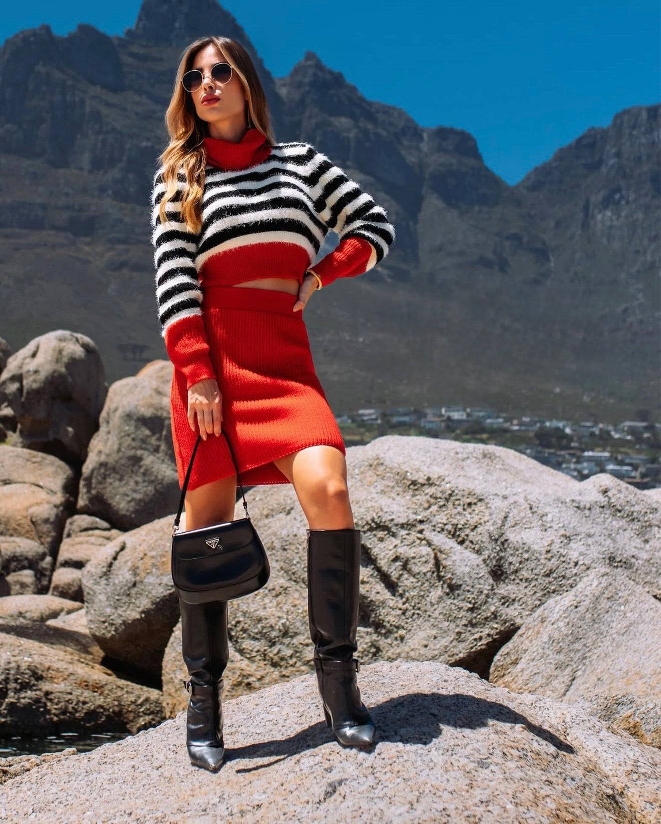 Striped Crop Knit Sweater