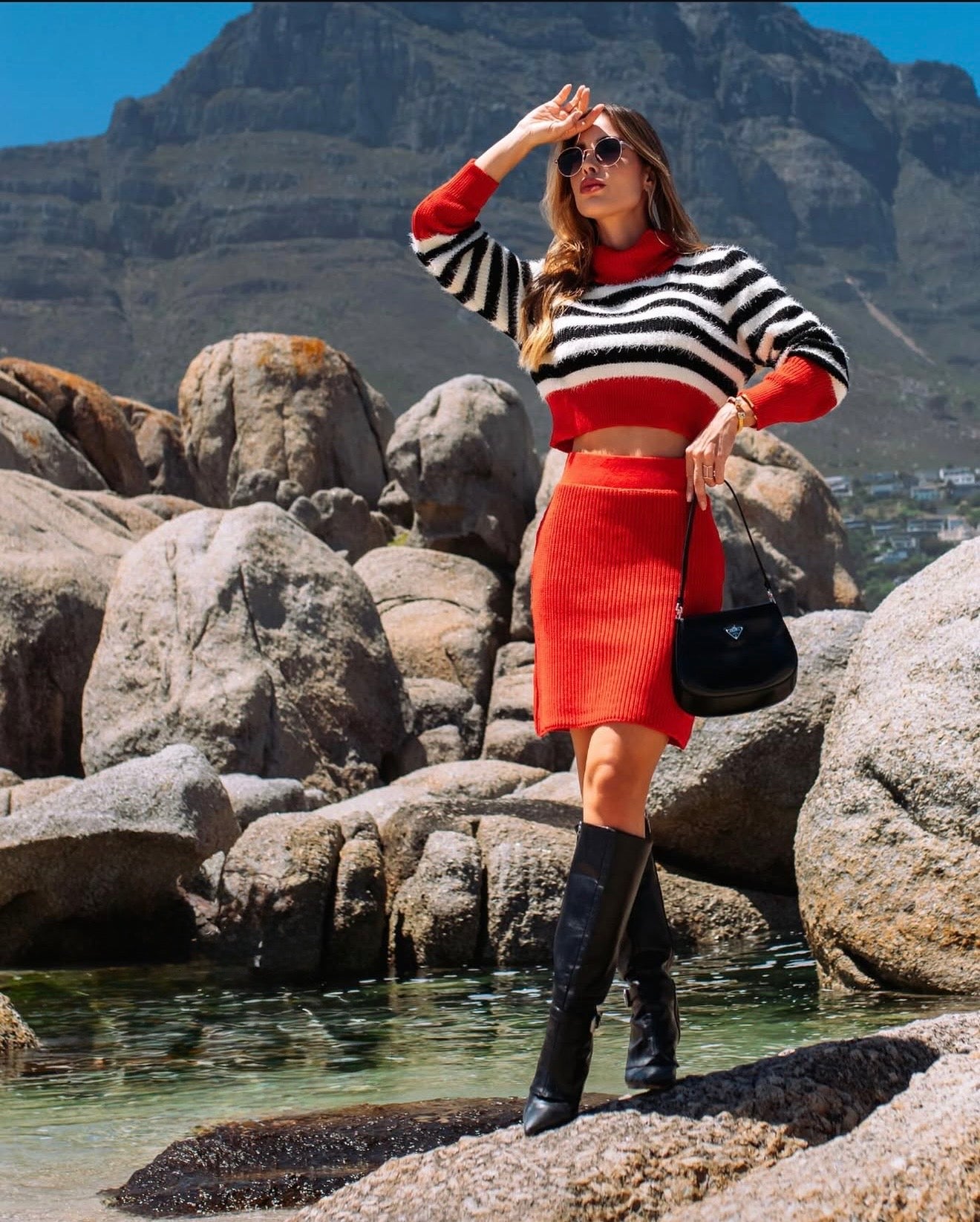 Striped Crop Knit Sweater