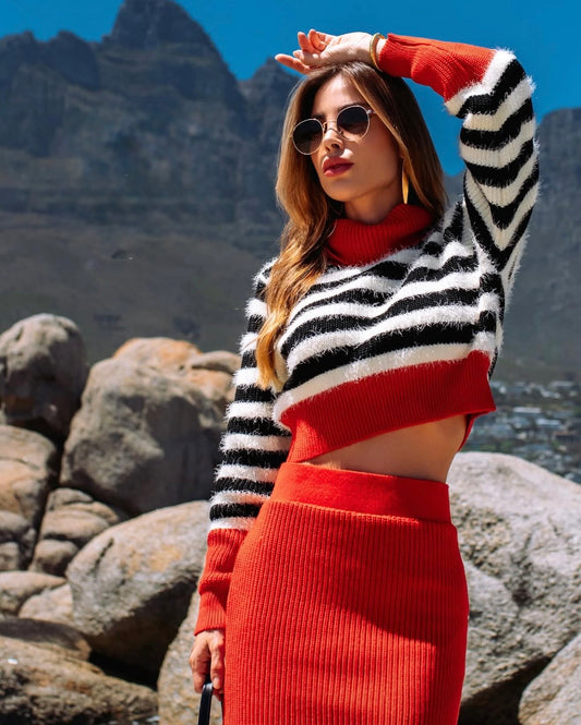 Striped Crop Knit Sweater