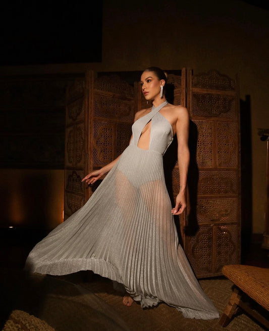 Ruffle Tulle Long Dress