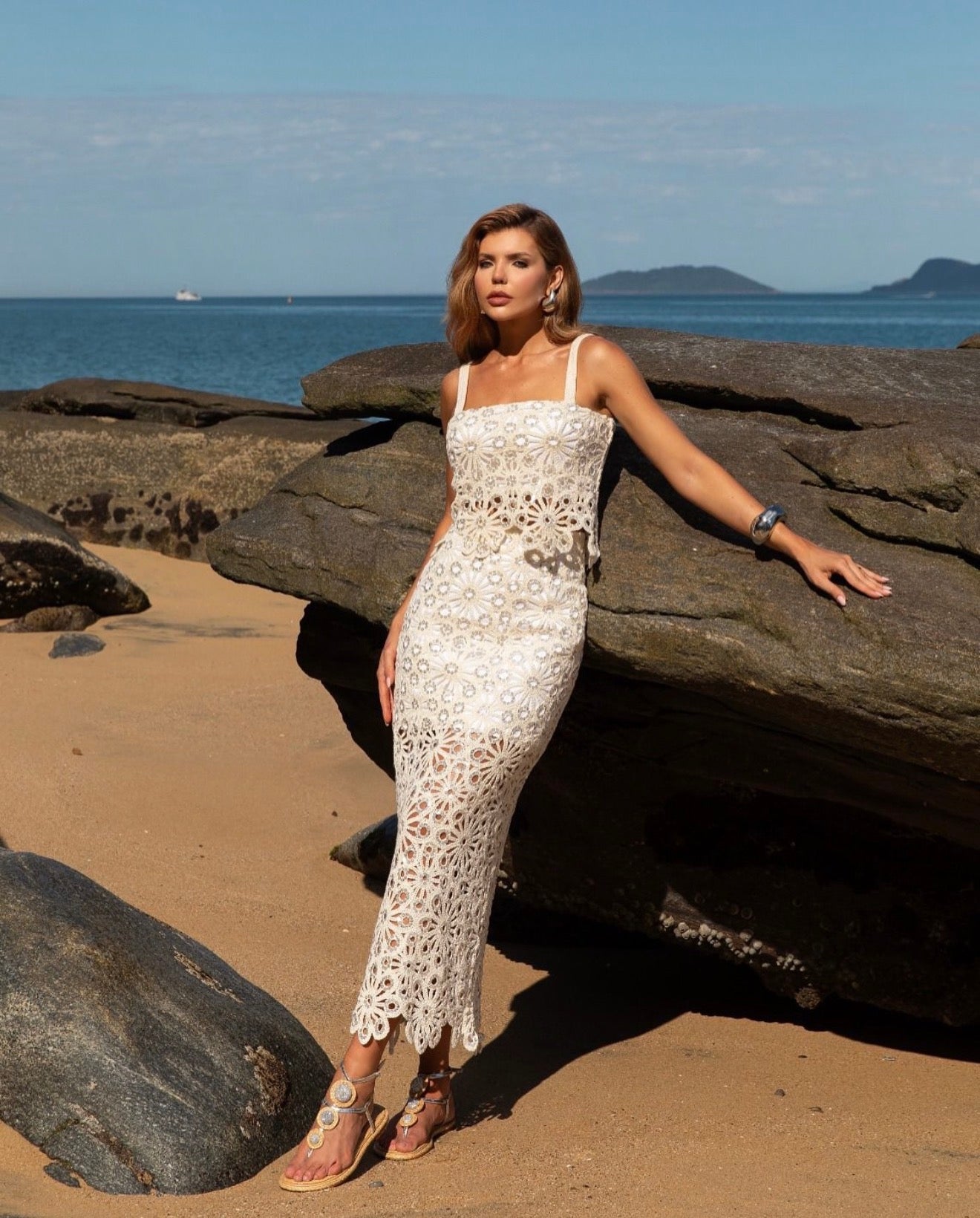 Natural Crochet Skirt Set