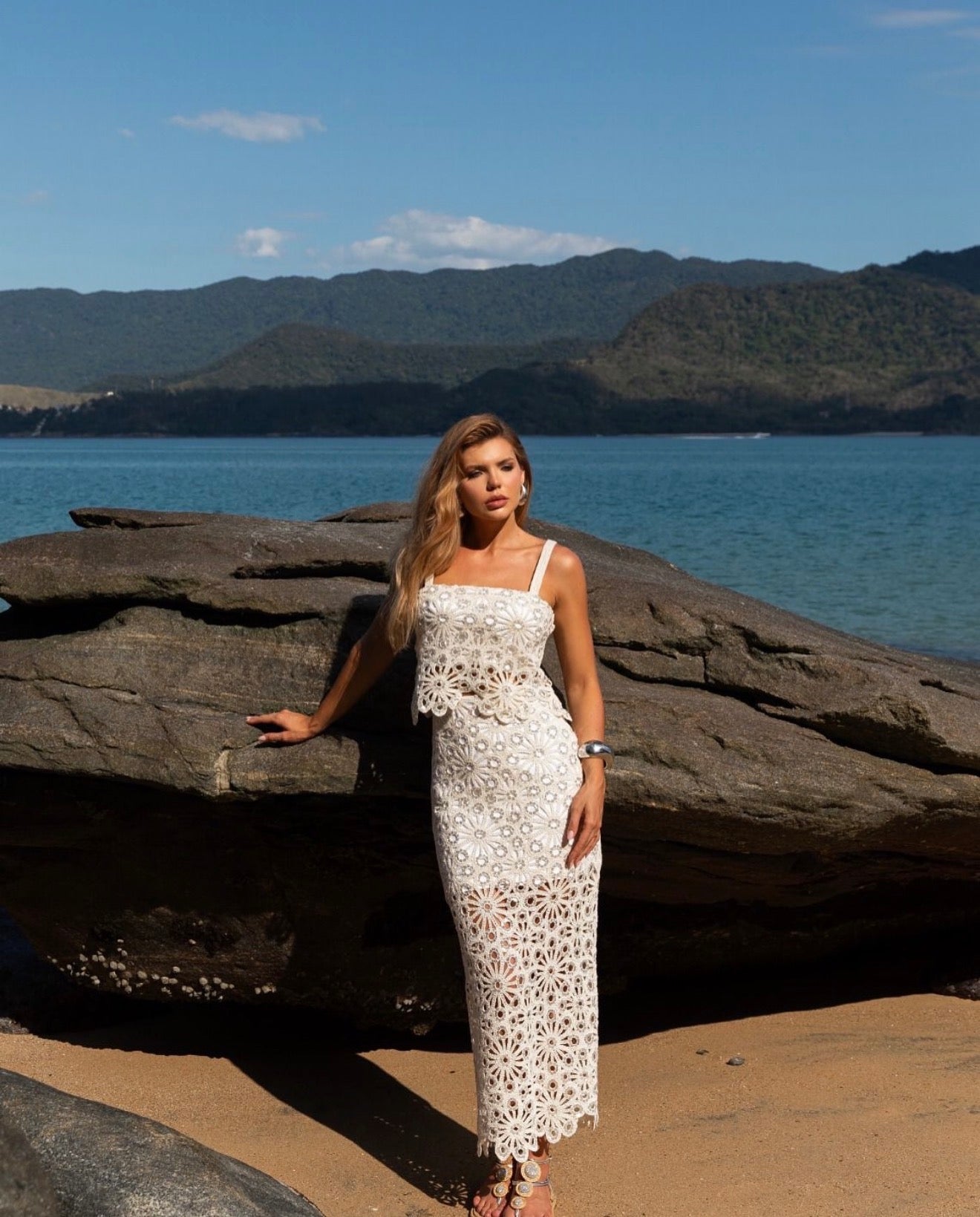 Natural Crochet Skirt Set