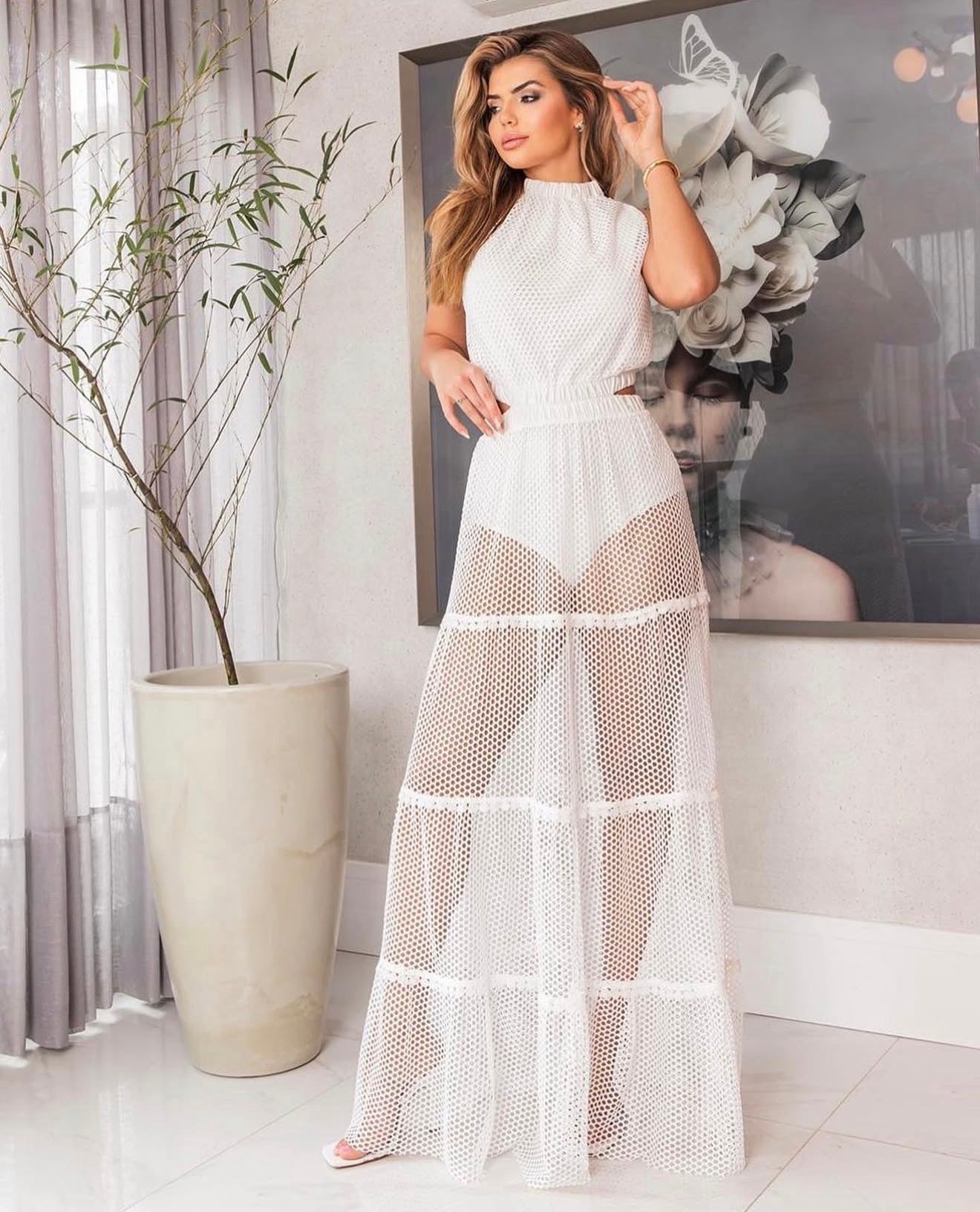 Screen Hotpant Long Dress