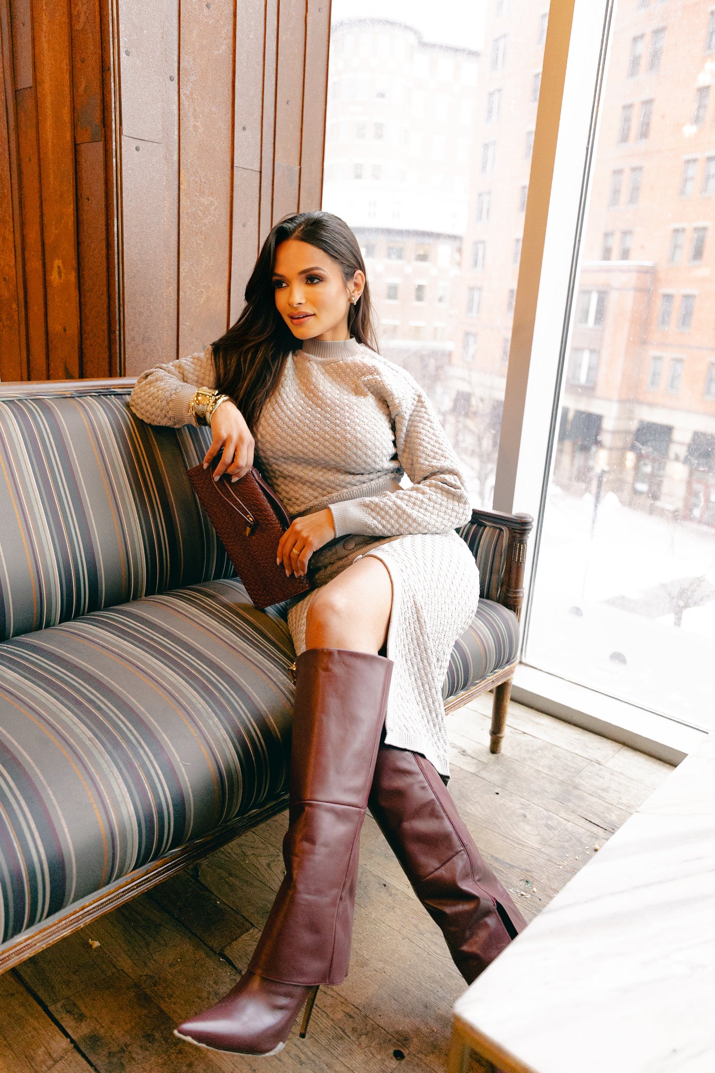 Classic Button Knit Skirt  Set