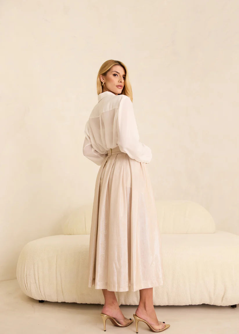 Glow Pleated Midi Skirt