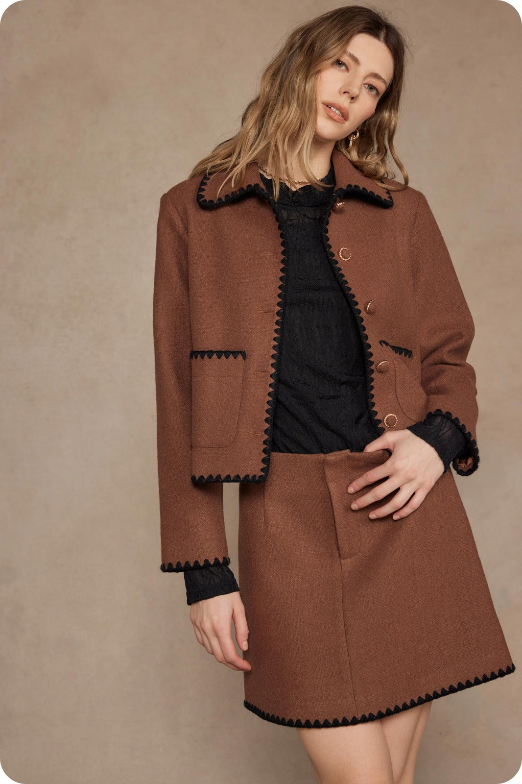 Embroidery Contrast Jacket