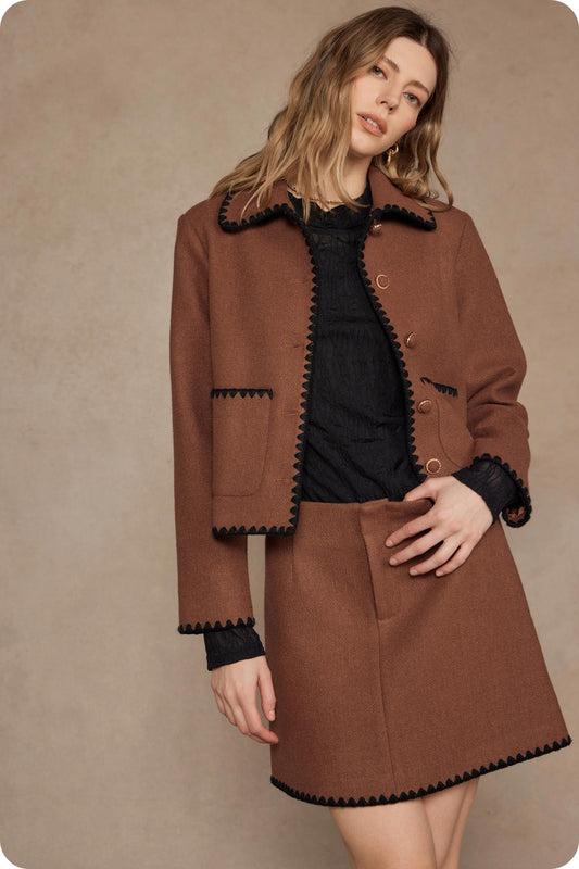 Embroidery Contrast Jacket