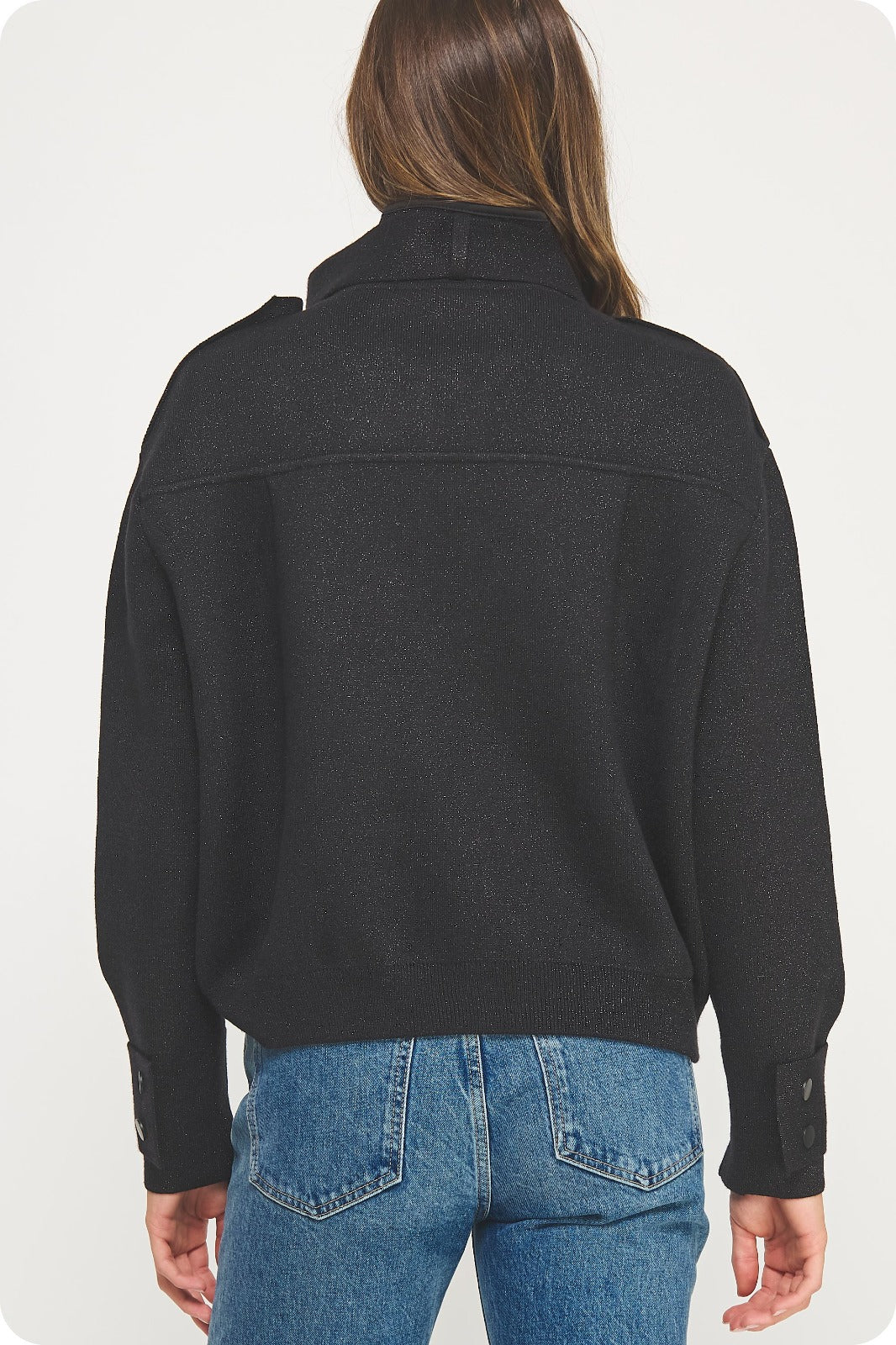 Pocket Detail Lurex Knit Jacket