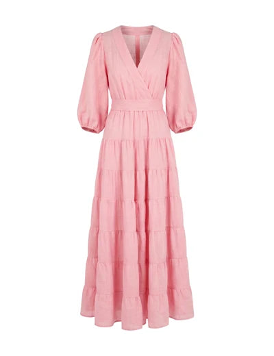 Carol Pink Rayon Shirt Dress