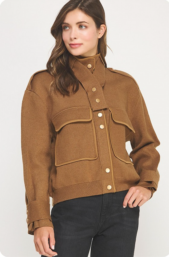 Pocket Detail Lurex Knit Jacket