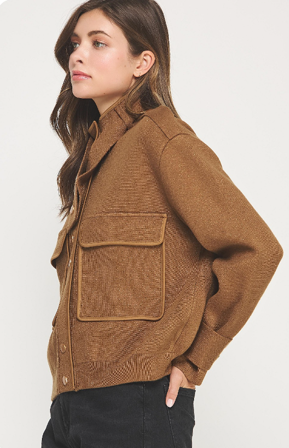 Pocket Detail Lurex Knit Jacket