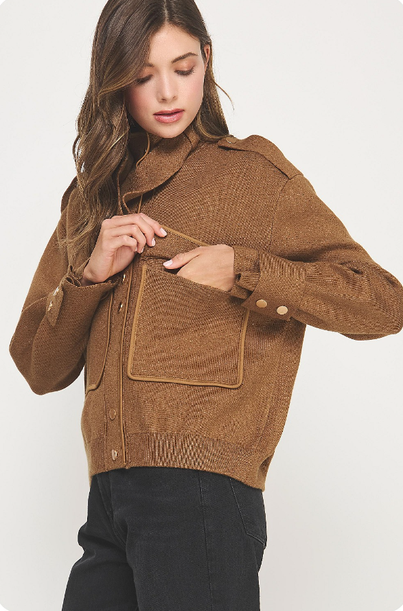 Pocket Detail Lurex Knit Jacket