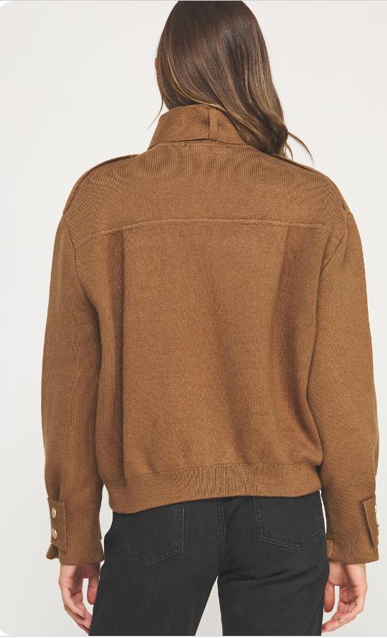 Pocket Detail Lurex Knit Jacket