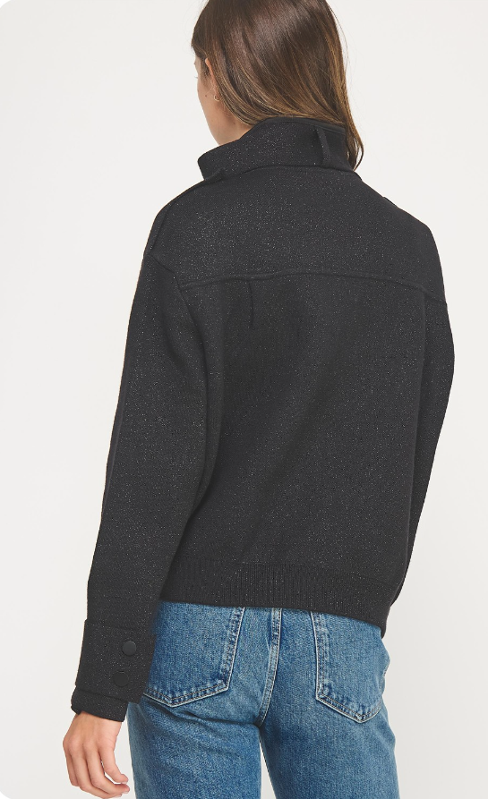 Pocket Detail Lurex Knit Jacket