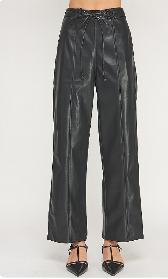 Pleated Belt Wide Pants