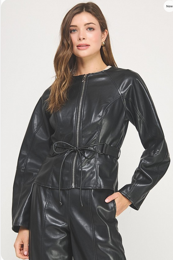 Waist Faux Belt Jacket