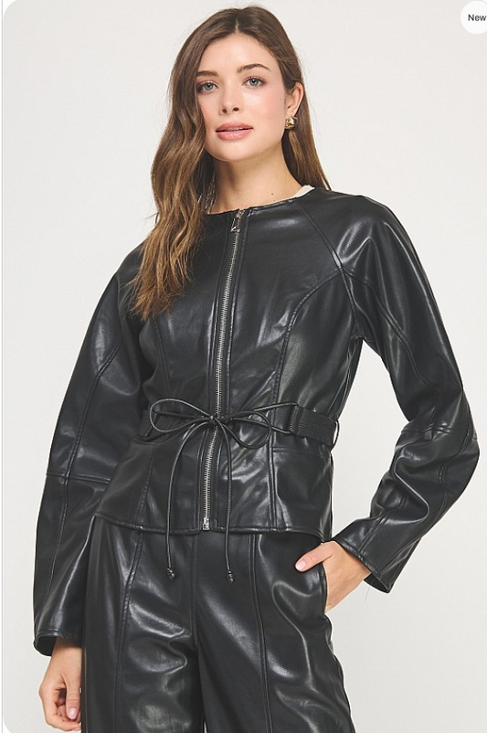 Waist Faux Belt Jacket