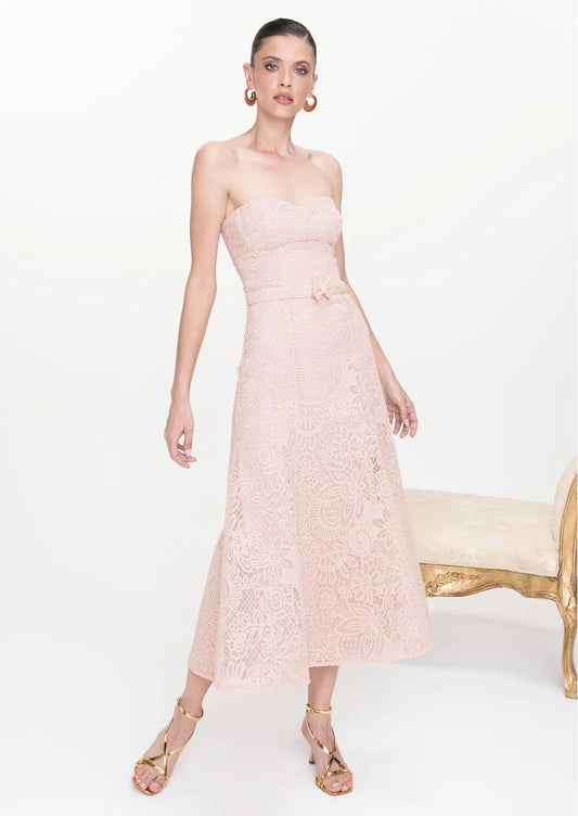 Norma Strapless Lace Maxi Midi Dress