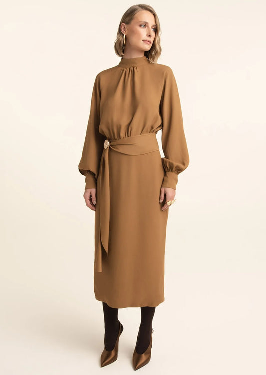 Clarisse Tailored Midi Dress with Fitted Skirt