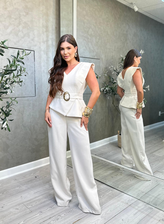 Structured Jumpsuit with Asymmetrical