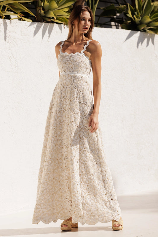 Scallop Tank Crochet Maxi Dress