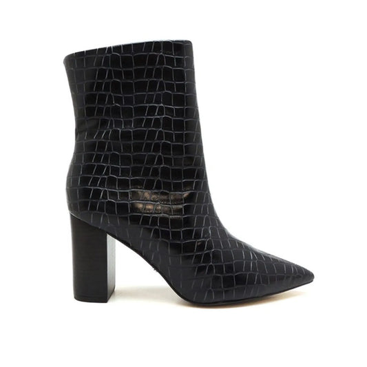 Croco Square Heels Boot