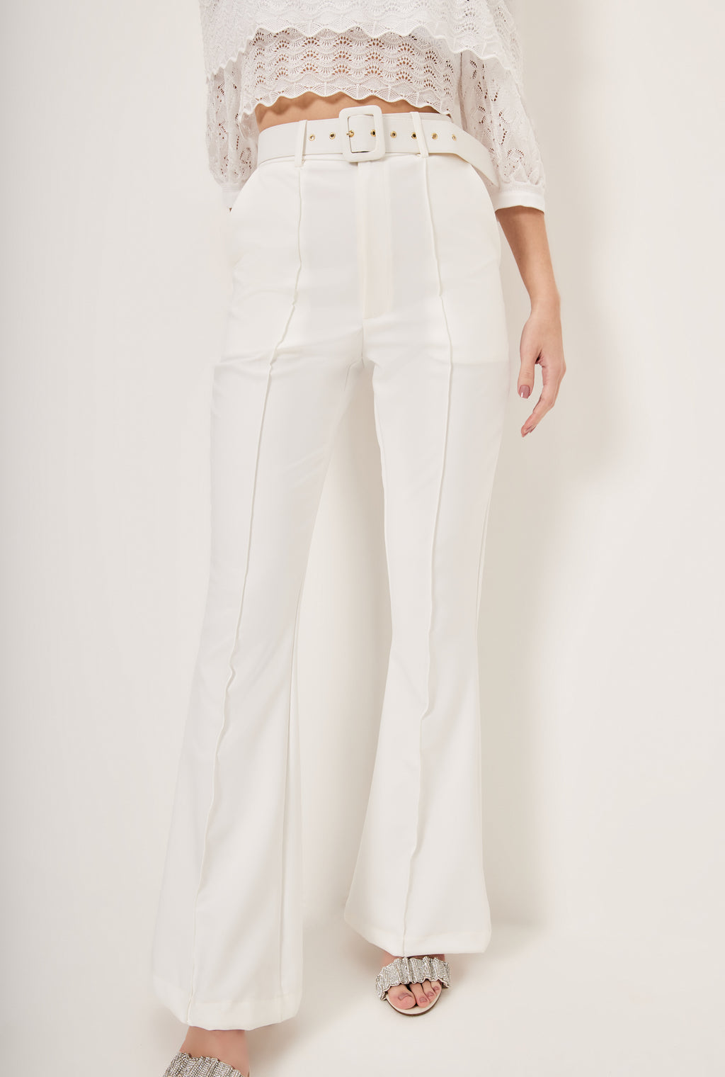 Flare pants with belt