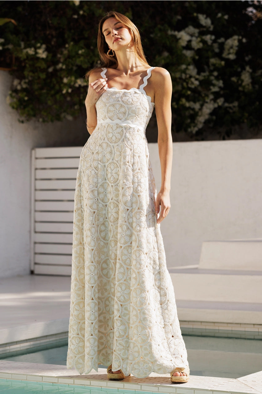 Scallop Tank Crochet Maxi Dress