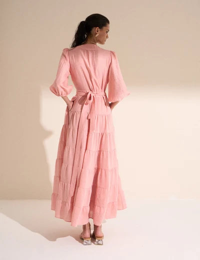 Carol Pink Rayon Shirt Dress