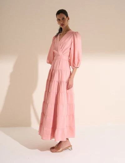 Carol Pink Rayon Shirt Dress