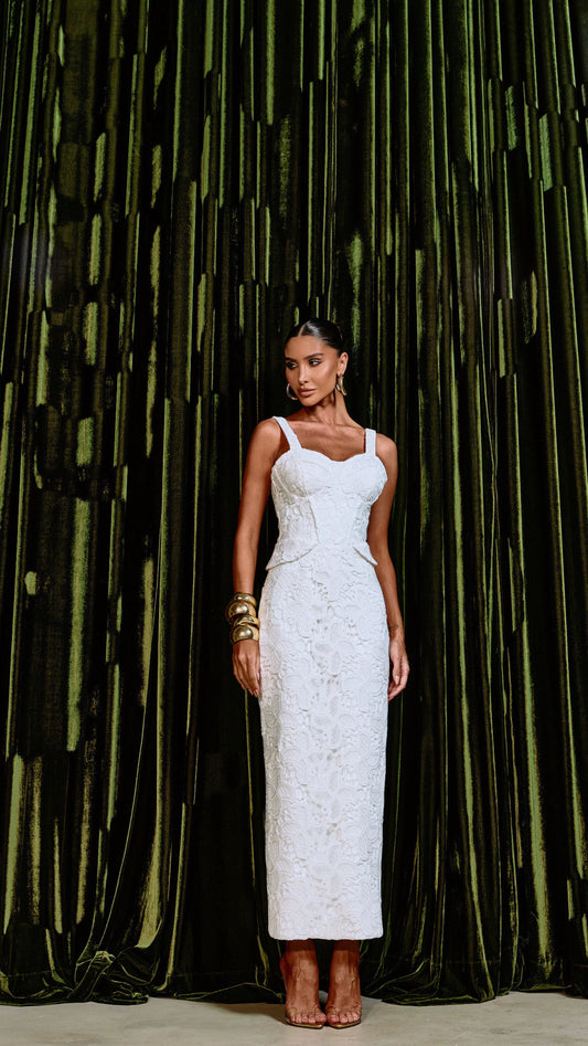 Midi Lace Peplum Dress