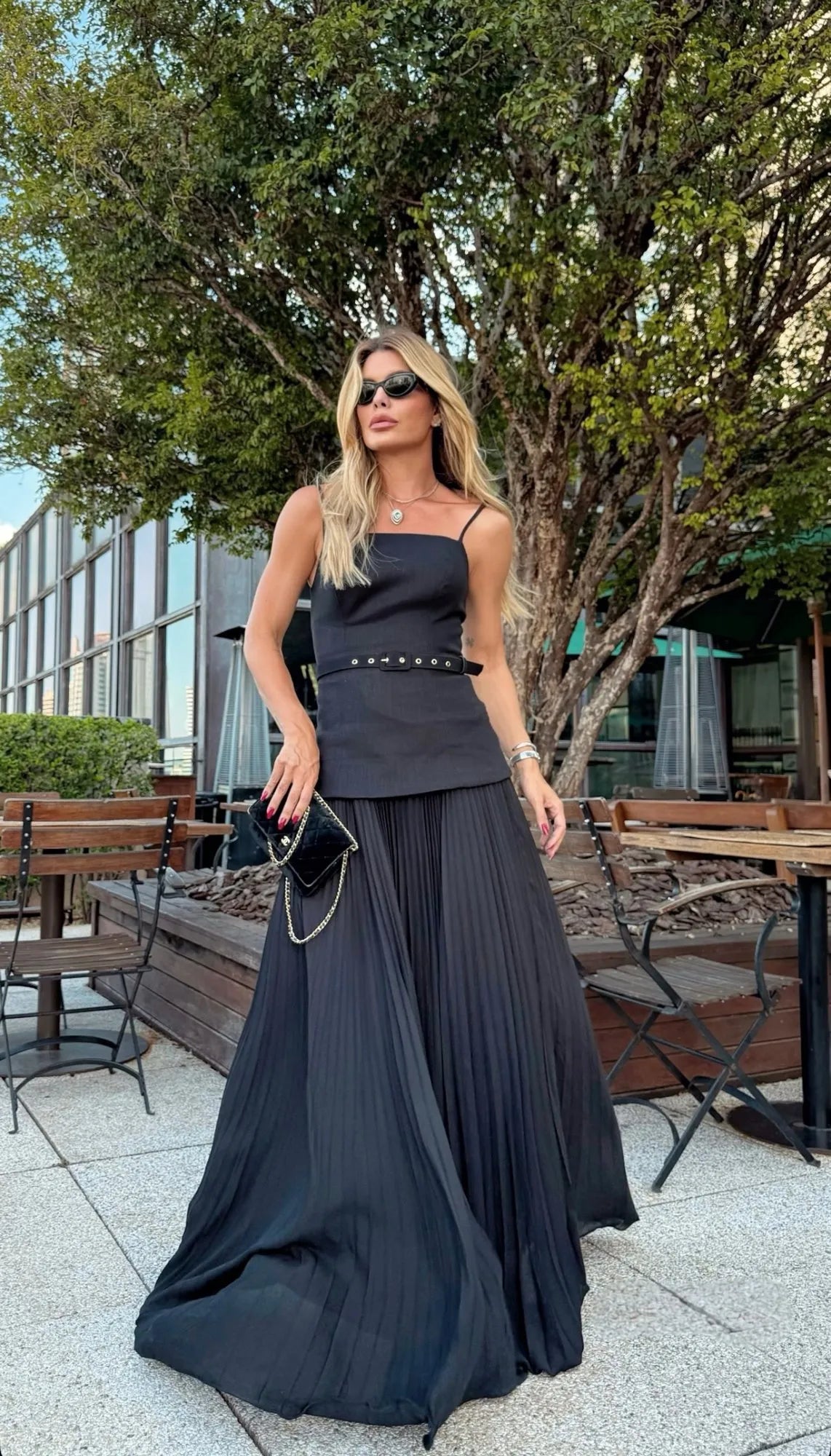 Rami Long Dress Pleated W/Belt
