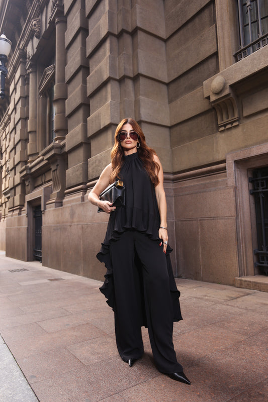 Elegant Ruffle Pant Set