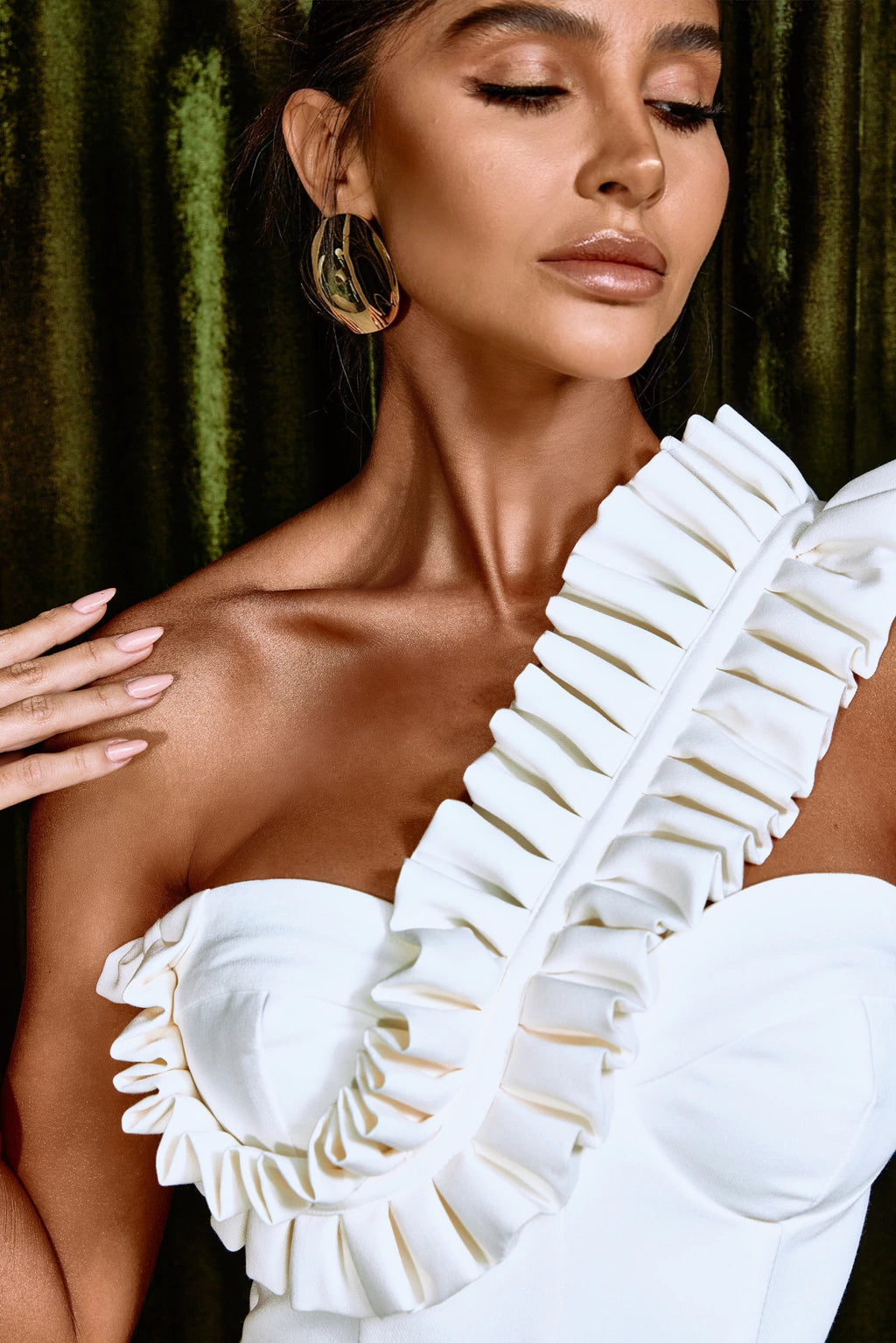 Sculptural Ruffle Midi Dress