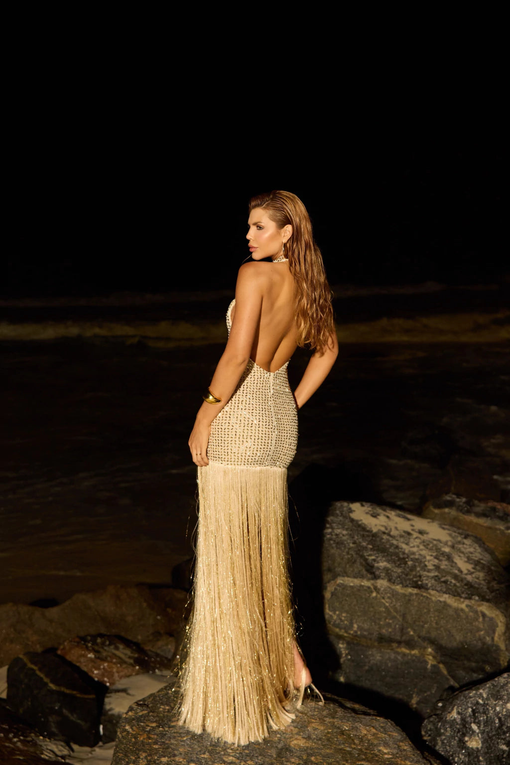 Halter Sequin Midi Dress